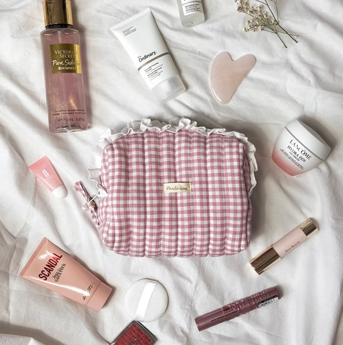 "small Mauve Gingham" Toiletry Bag