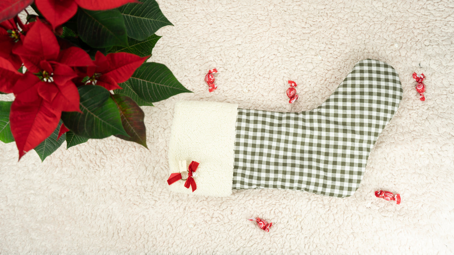 "Khaki Gingham" Xmas Stocking